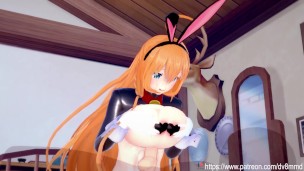 Princess Connect - Reverse Bunny Girl Pecorine Titjob and Anal Creampie