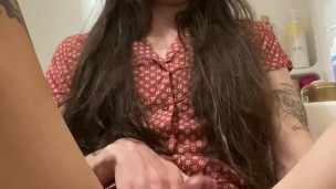 Tgirl shoots massive load in bathroom