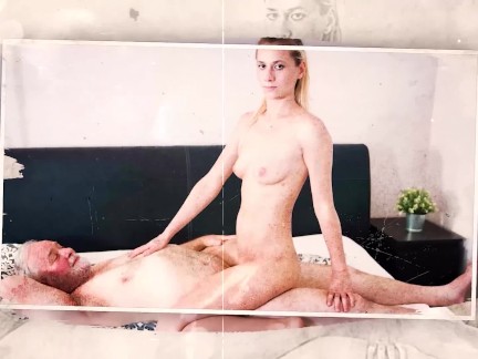 Grandpa cums on teen beautiful tits