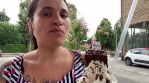 ICE CREAM LEFTOVERS FOR MY HUMAN TRASH BIN