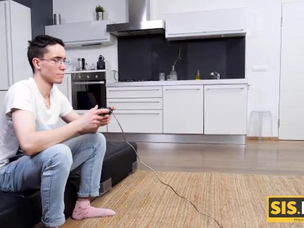 SISPORN Chick coaxed stepbrother to have some fun instead of video game