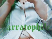 Goth BBW Smoking Weed in Fishnets and Blouse
