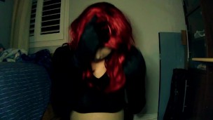 Nancy May Doll 1! A redhead female masked rubber doll wishes to show you her pussy and rubber body!