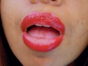 Sweet ebony MILF with glasses showing you her skills with that slutty red lips mouth she has
