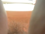 Flashing no panties pussy and tits while driving car. AMoteur milf public car masturbation. outdoor