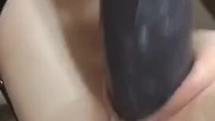 Taking a huge BBC Mr Hankeys Cutler X deep in my creamy milf pussy