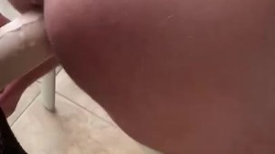 Sexy MILF fucks muscular Cucks ass outside with a huge 11 inch cock 
