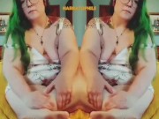 Curvy Cute Alt MILF in Glasses Rubs Lotion on Her 9.5W Feet