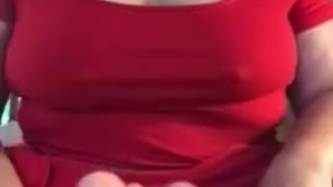 Chubby MILF plays with her spit and toes