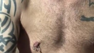 Hairy chest nipple play