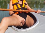 PRETTY WOMAN PUBLICLY PLAYS WITH HER PUSSY ON A KAYAK AT GREAT RISK OF BEING CAUGHT! 9/16