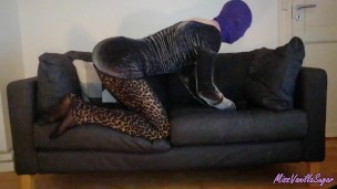 Pale crossdresser shows off - Butt plug and dildo anal fuck