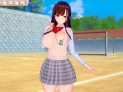 【エロゲーコイカツ！】茶髪ロング爆乳「千鶴」のおっぱい揉みまくりH！巨乳仁王立ち手コキ・フェラ・パイズリ・正常位・バック[Hentai Game Koikatsu! ](アニメ3DCG動画) 1/16