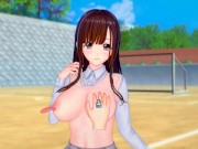 【エロゲーコイカツ！】茶髪ロング爆乳「千鶴」のおっぱい揉みまくりH！巨乳仁王立ち手コキ・フェラ・パイズリ・正常位・バック[Hentai Game Koikatsu! ](アニメ3DCG動画) 2/16