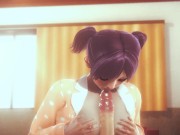 Cute girl in pajamas is shy, but gets pleasure