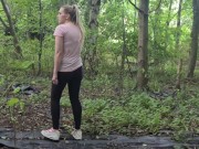 Public squirt in the woods