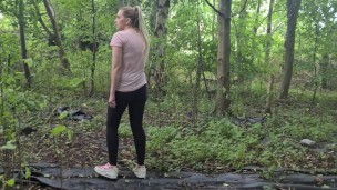 Public squirt in the woods