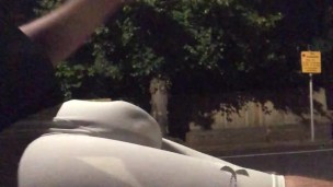 Cigarette Break & a HUGE BULGE on a Busy Road Bench