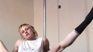 gay ftm pole dance in a tiny g string - bussy and asshole hanging out
