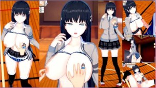 [Jeu Hentai Koikatsu!] Une écolière sans expression aux gros seins se frotte avec ses seins. (Anime)