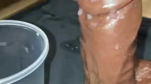 Coating it for her, Dipping my wife’s bbc dildo into my thawed cum (over 10 loads)