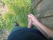 Jacking off behind my tool shed
