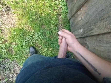 Jacking off behind my tool shed
