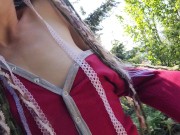 Nerdy Faery Wets Her Red Romper in The Woods 12/16