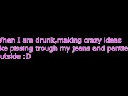 Crazy girl pissing trough her panties and jeans outside