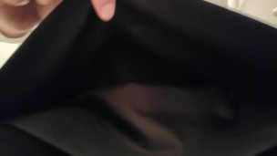 Crossdresser is pissing with my clothes on.