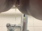 Public bathroom pissing at work