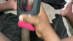 Masturbating with toy vibrating sucking warming