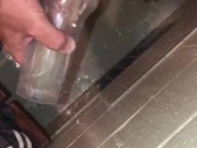 CLEAR FLESHLIGHT FAKE PUSSY FUCK, SHOWER SEX SCENE, CUM ON PUSSY, LICK UP CUMSHOT FROM FAKE PUSSY