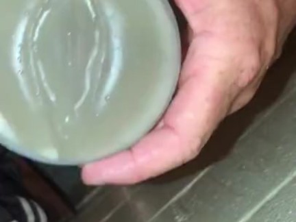 CLEAR FLESHLIGHT FAKE PUSSY FUCK, SHOWER SEX SCENE, CUM ON PUSSY, LICK UP CUMSHOT FROM FAKE PUSSY