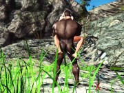 Outdoor hot sex! Big black cock fucks hard a sexy blonde in the island