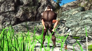 Outdoor hot sex! Big black cock fucks hard a sexy blonde in the island