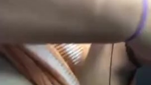 Latina milf gives white boy messy head in car