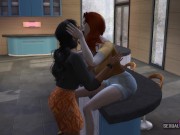 Lesbians have so much desire that they end up fucking on the kitchen counter - Sexual Hot Animations 2/16