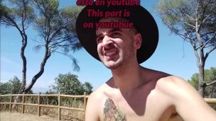 Jerking off in city viewpoint