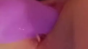 Sexy slut fucks herself with her dildo 