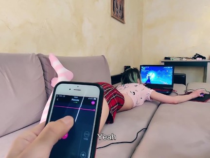 I caught a stepsister masturbating while playing Genshin Impactt and fucked her