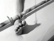 Move if you Want: Tits bondage with her nipples clamped to her toes 1/16