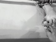 Move if you Want: Tits bondage with her nipples clamped to her toes 14/16