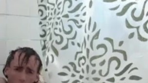 Dildo fuck in the shower