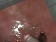 Playing with curved cucumber (dick)  in shower 