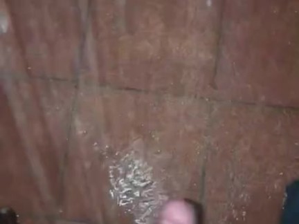 Playing with curved cucumber (dick)  in shower 