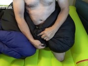 Long Version. Down Jacket Fetish Guy Fucks on Pool Mattress Float. Soft Nylon Fun