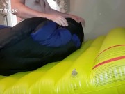 Long Version. Down Jacket Fetish Guy Fucks on Pool Mattress Float. Soft Nylon Fun 9/16