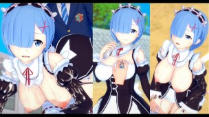 [Hentai Game Koikatsu! ] Faça sexo com Re zero Peitões Rem. Vídeo 3DCG Anime Erótico.