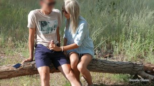 Blonde GF Risky Public Handjob And Blowjob At Park